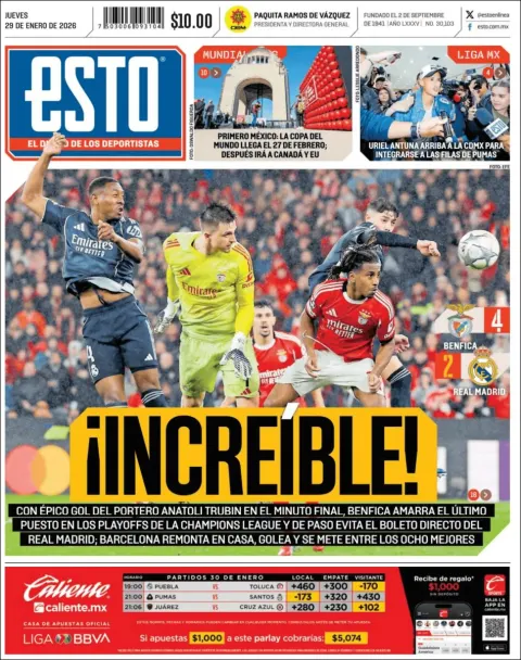 Portada de Esto del jueves, 29 de enero de 2026
