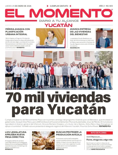 Portada de El Momento Yucatan del jueves, 29 de enero de 2026