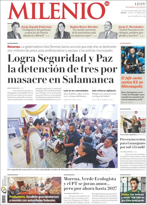 Portada de Milenio Leon del jueves, 29 de enero de 2026