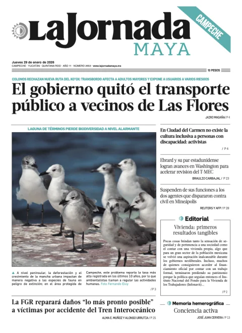 Portada de La Jornada Maya Campeche del jueves, 29 de enero de 2026