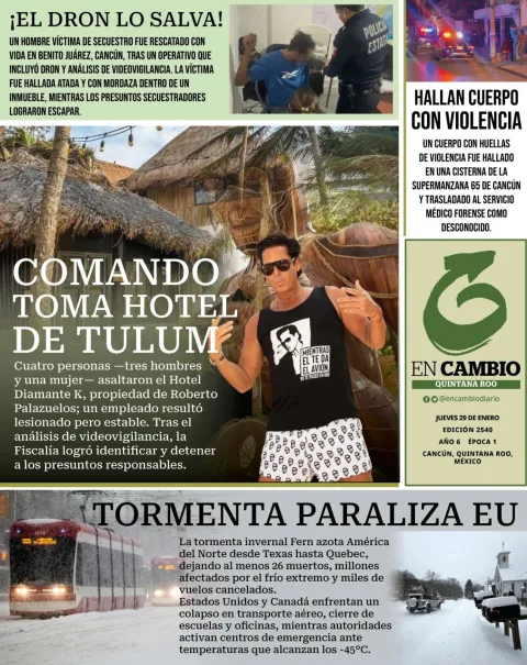 Portada de En Cambio - Quintana Roo (portada) del jueves, 29 de enero de 2026