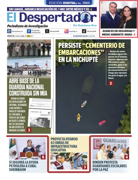 Portada de El Despertador de Quintana Roo del jueves, 29 de enero de 2026