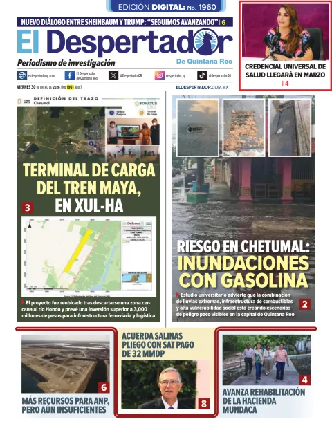 Portada de El Despertador de Quintana Roo del viernes, 30 de enero de 2026