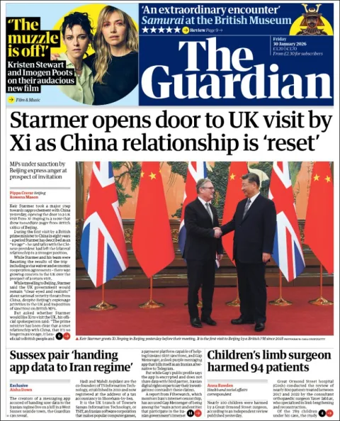 Portada de The Guardian (reino Unido) del viernes, 30 de enero de 2026