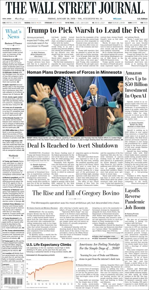 Portada de The Wall Street Journal