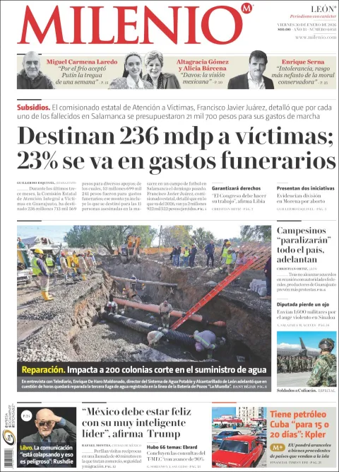 Portada de Milenio Leon del viernes, 30 de enero de 2026