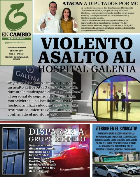 Portada de En Cambio - Quintana Roo (portada) del viernes, 30 de enero de 2026