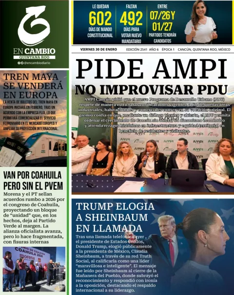 Portada de En Cambio - Quintana Roo (contraportada) del viernes, 30 de enero de 2026