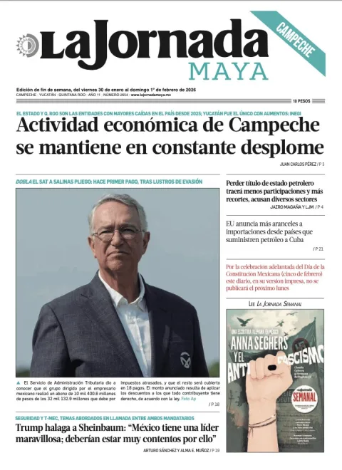 Portada de La Jornada Maya Campeche del viernes, 30 de enero de 2026