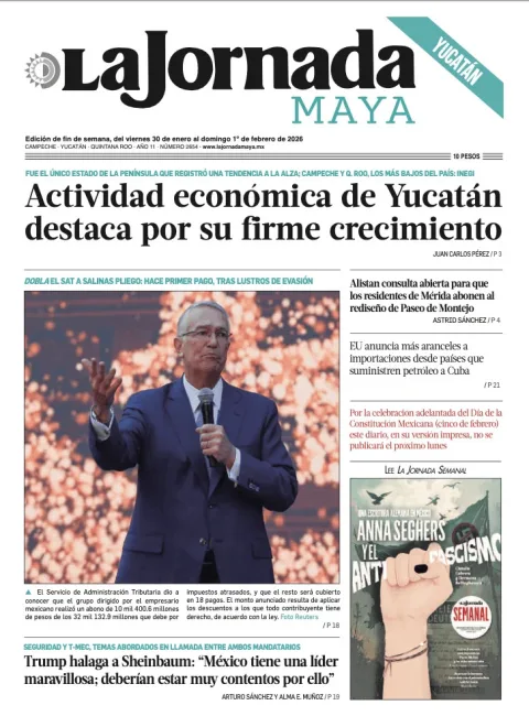 Portada de La Jornada Maya Yucatán del viernes, 30 de enero de 2026