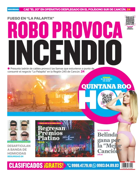 Portada de Quintana Roo Hoy (contraportada)