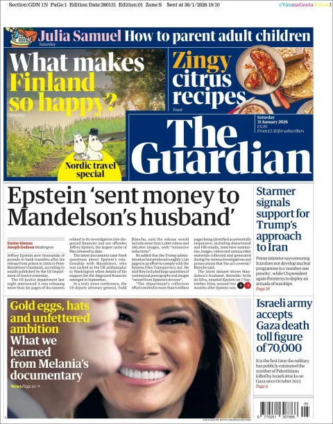 Portada de The Guardian (reino Unido)