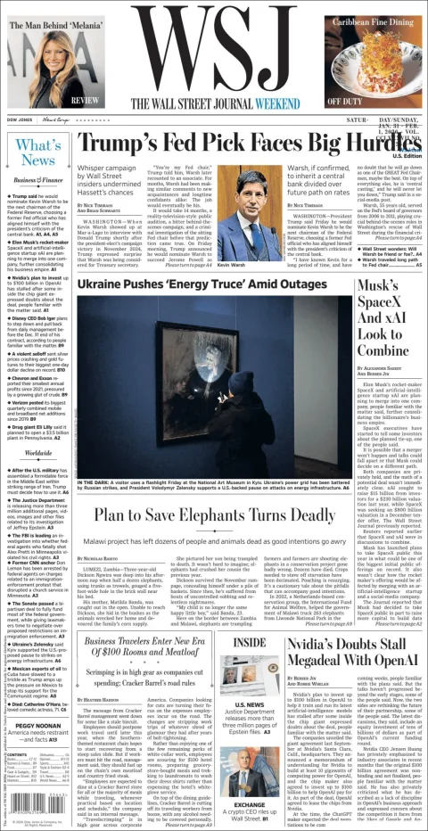 Portada de The Wall Street Journal