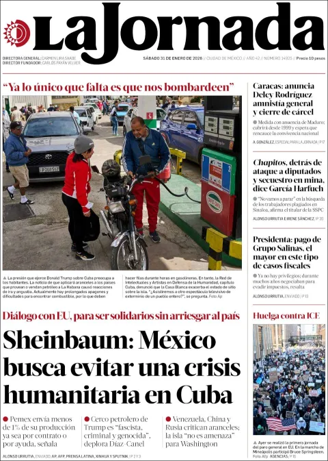 Portada de La Jornada del sábado, 31 de enero de 2026