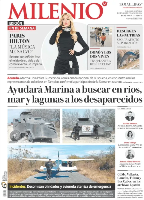 Portada de Milenio Tamaulipas del sábado, 31 de enero de 2026