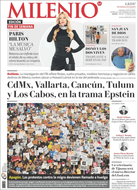 Portada de Milenio Leon del sábado, 31 de enero de 2026