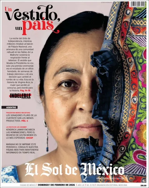 Portada de El Sol de Mexico del domingo, 1 de febrero de 2026