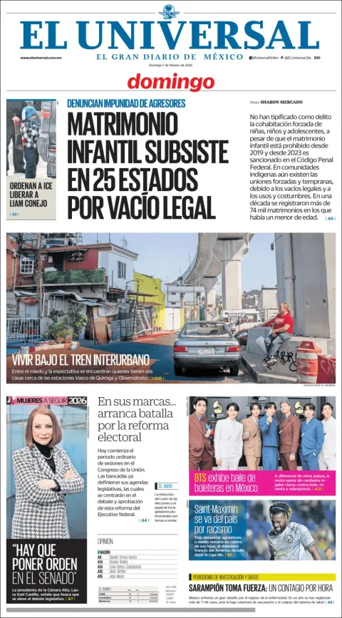 Portada de El Universal