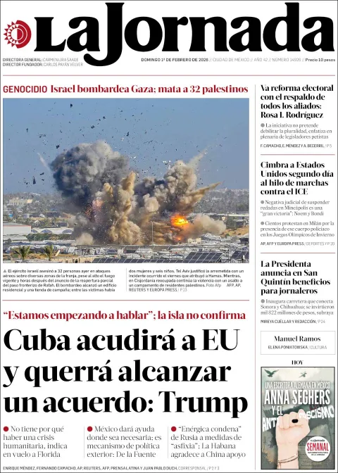 Portada de La Jornada