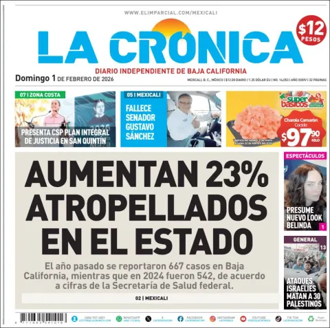 Portada de La Cronica del domingo, 1 de febrero de 2026