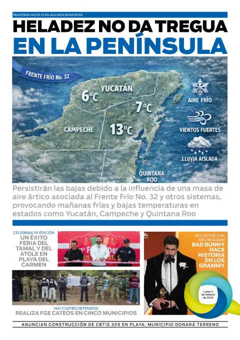 Portada de El Quintana Roo (contraportada) del 2026-02-02