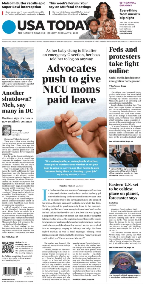 Portada de Usa Today