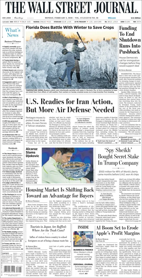 Portada de The Wall Street Journal