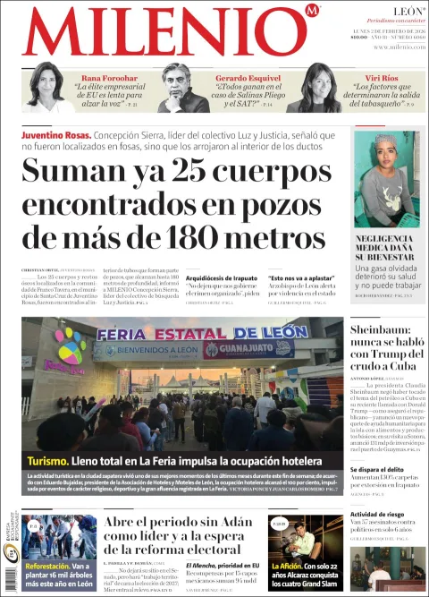 Portada de Milenio Leon del lunes, 2 de febrero de 2026