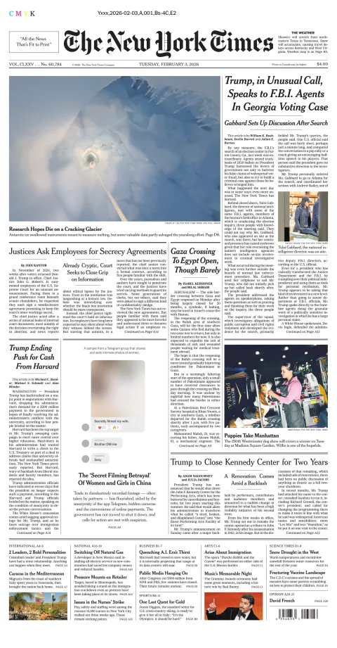 Portada de The New York Times (national) del martes, 3 de febrero de 2026