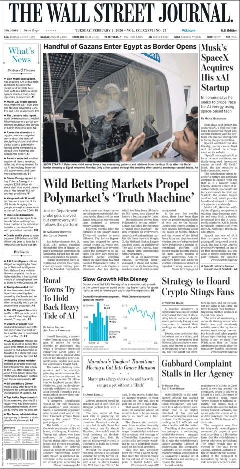 Portada de The Wall Street Journal