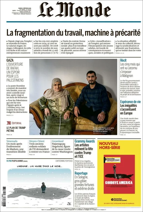 Portada de Le Monde del martes, 3 de febrero de 2026
