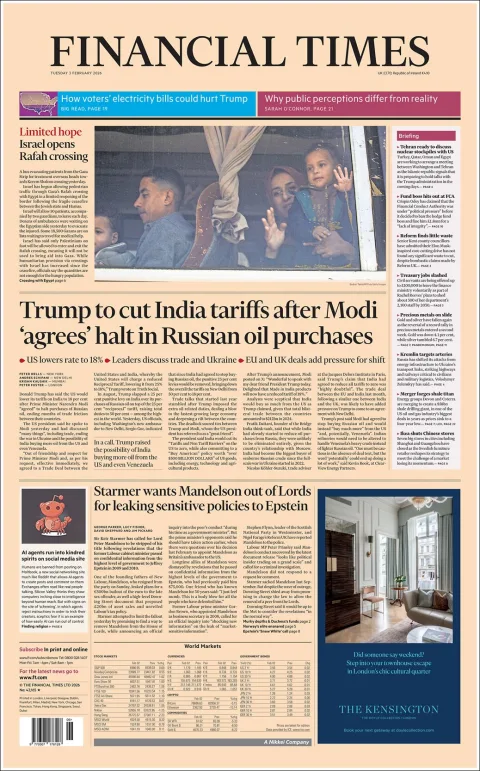 Portada de Financial Times del martes, 3 de febrero de 2026