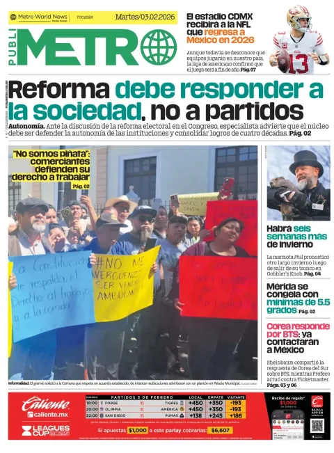 Portada de Publimetro Merida del martes, 3 de febrero de 2026