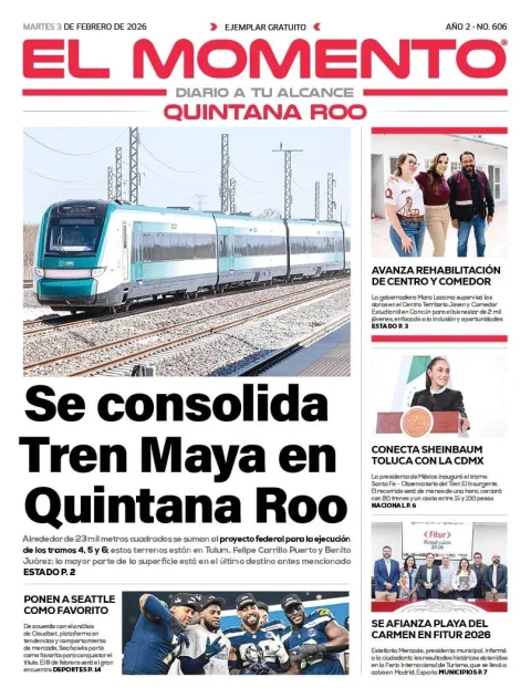 Portada de El Momento Quintana Roo del martes, 3 de febrero de 2026