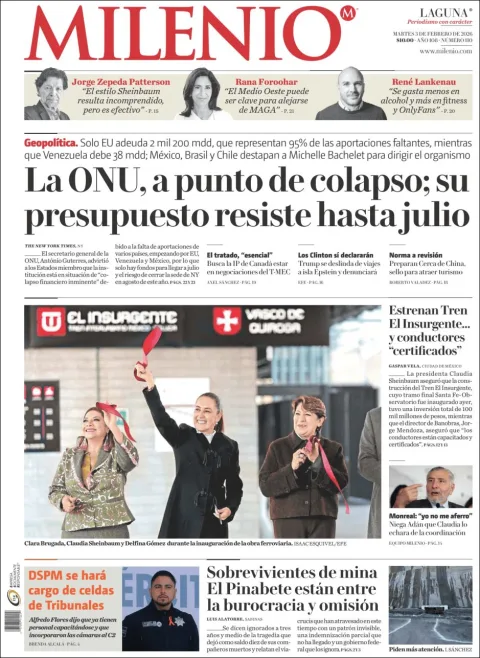 Portada de Milenio Laguna del martes, 3 de febrero de 2026