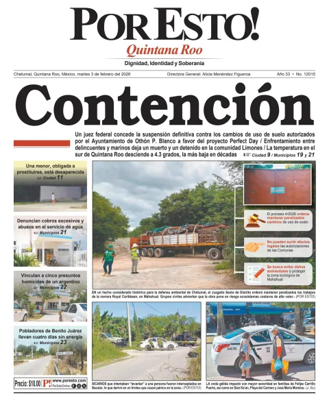 Portada de Por Esto (quintana Roo Chetumal)