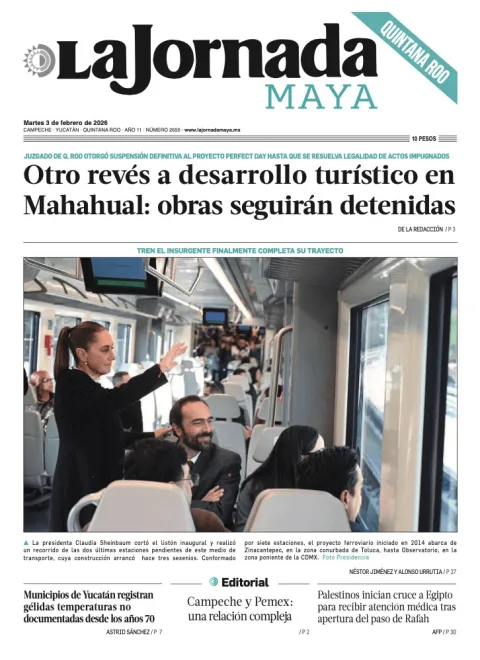 Portada de La Jornada Maya Quintana Roo del martes, 3 de febrero de 2026