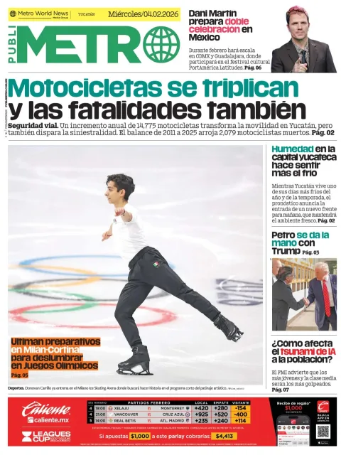 Portada de Publimetro Merida del miércoles, 4 de febrero de 2026