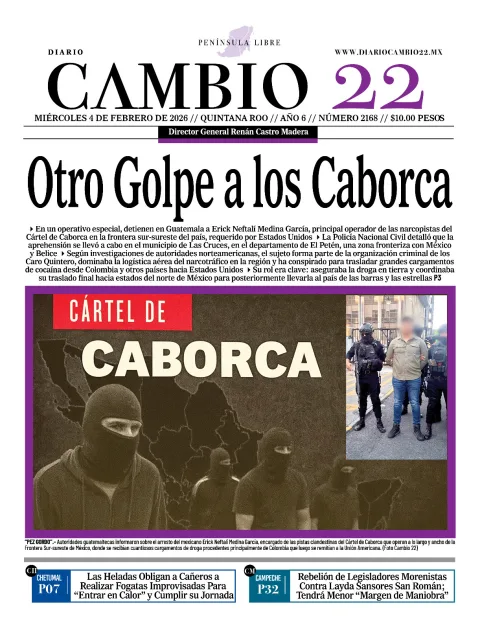 Portada de Diario Cambio 22 (portada) del miércoles, 4 de febrero de 2026