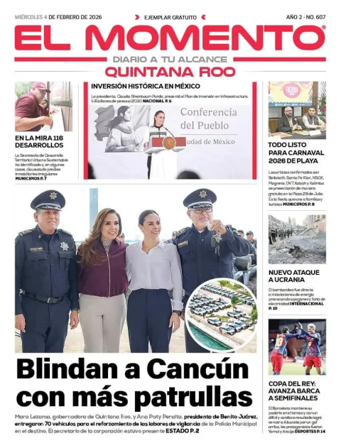 Portada de El Momento Quintana Roo del miércoles, 4 de febrero de 2026