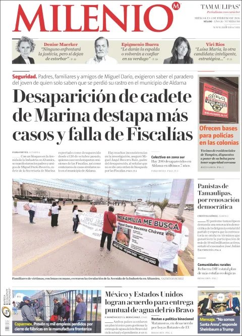 Portada de Milenio Tamaulipas del miércoles, 4 de febrero de 2026
