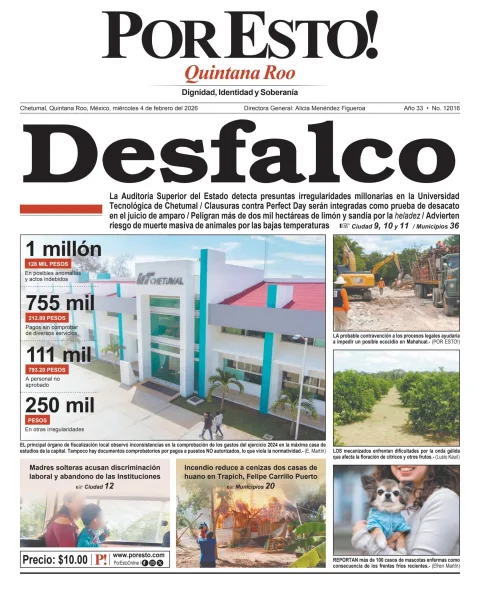 Portada de Por Esto (quintana Roo Chetumal)