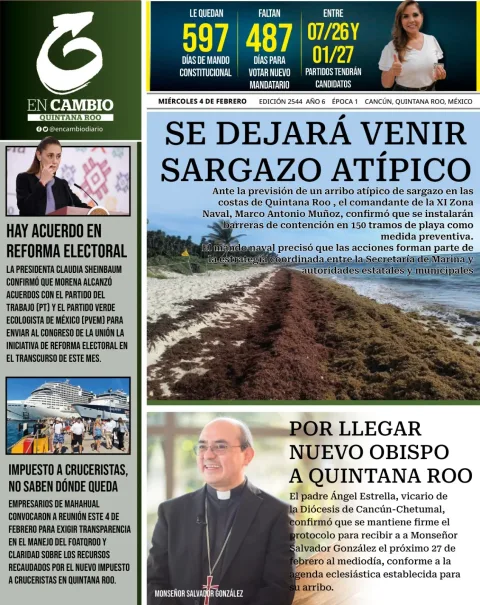 Portada de En Cambio - Quintana Roo (contraportada) del miércoles, 4 de febrero de 2026
