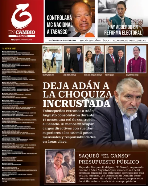 Portada de En Cambio - Tabasco (contraportada) del miércoles, 4 de febrero de 2026