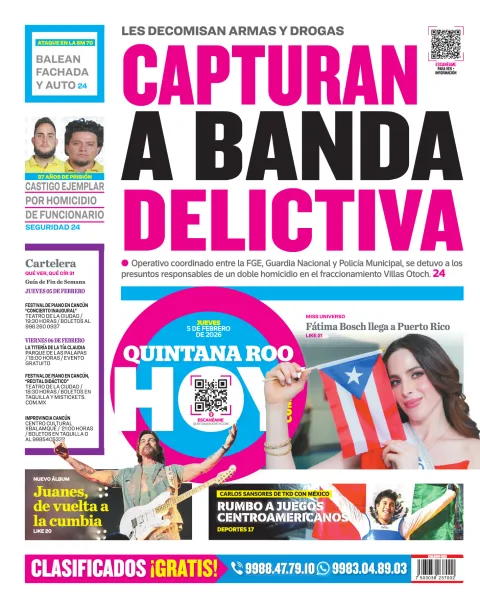 Portada de Quintana Roo Hoy (contraportada)