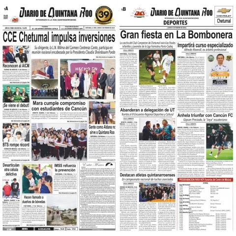Portada de Diario de Quintana Roo (portada)