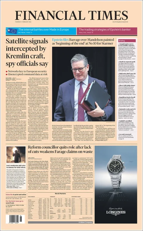Portada de Financial Times del jueves, 5 de febrero de 2026