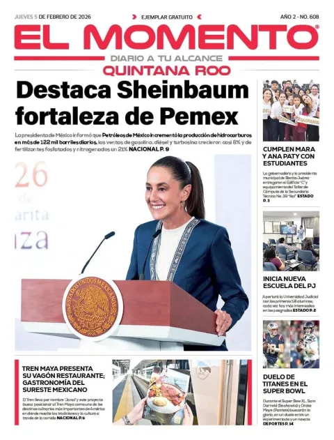 Portada de El Momento Quintana Roo del jueves, 5 de febrero de 2026