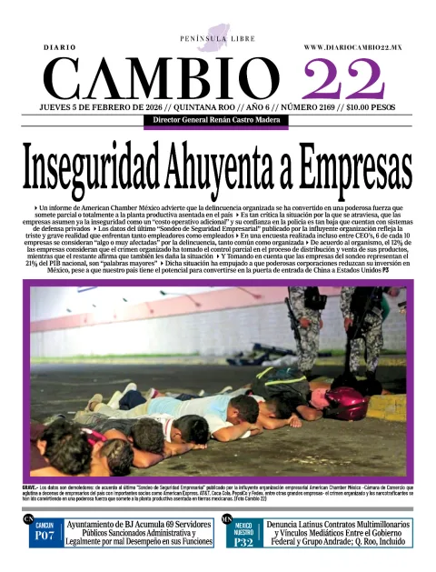 Portada de Diario Cambio 22 (portada) del jueves, 5 de febrero de 2026