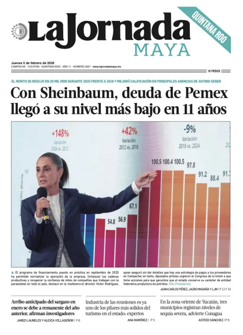 Portada de La Jornada Maya Quintana Roo del jueves, 5 de febrero de 2026